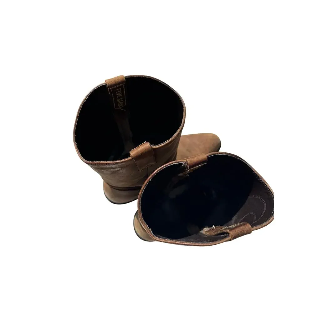 Five Star Western Roper Boots Brown Leather Cowboy Boots Men’s Size 9